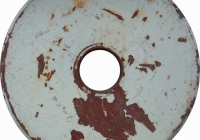 Rusty Old Metallic Disk with White Paint
