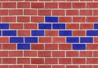 Brown Brick Texture With Blue ZigZag Pattern