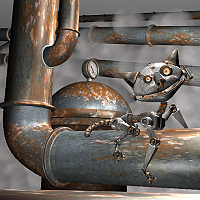 The ALLEYCAT (Steam Punk Cat) Finished 3D Art Work