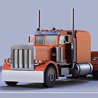 Peterbilt 359 Truck Cab & Trailer Low Poly 3D Vehicle Mo 3D Art Work In Progress